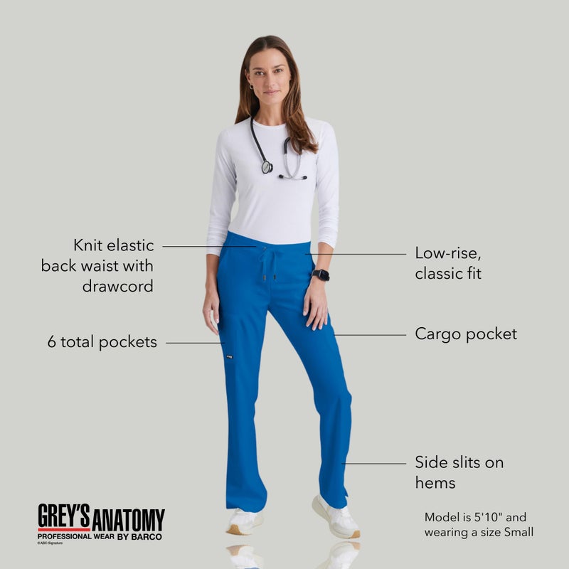 BARCO Grey s Anatomy Classic Mia Scrub Pant for Women New Royal, 6-Pocket Low-Rise Straight Leg Bottoms with Natural Stretch, Soil Release Fabric, and Super-Soft Finish Large, Regular Fit - Image 4